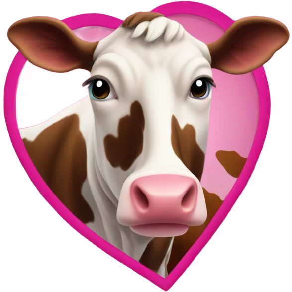 Cow print heart with hot pink lace emoji