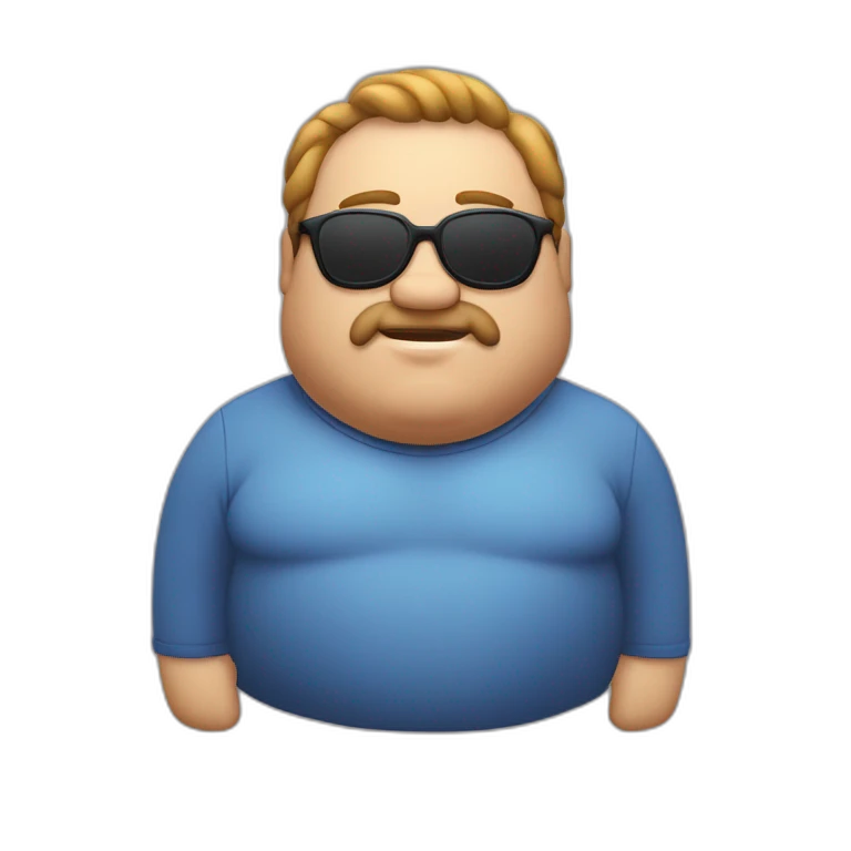 Fat man con gafas y el pelo corto diciendo hola emoji