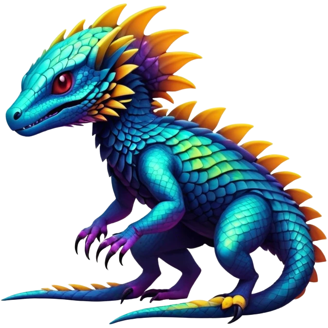  exotic futuristic warm-colored modern colorful neon-colored cyber-Fakémon-Digimon-Trico-creature emoji
