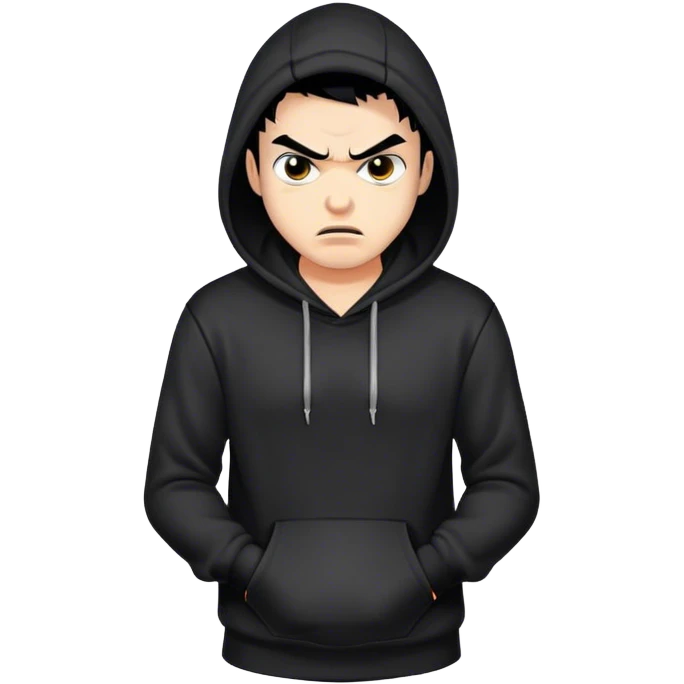 angry man with black hair and black hoodie emoji