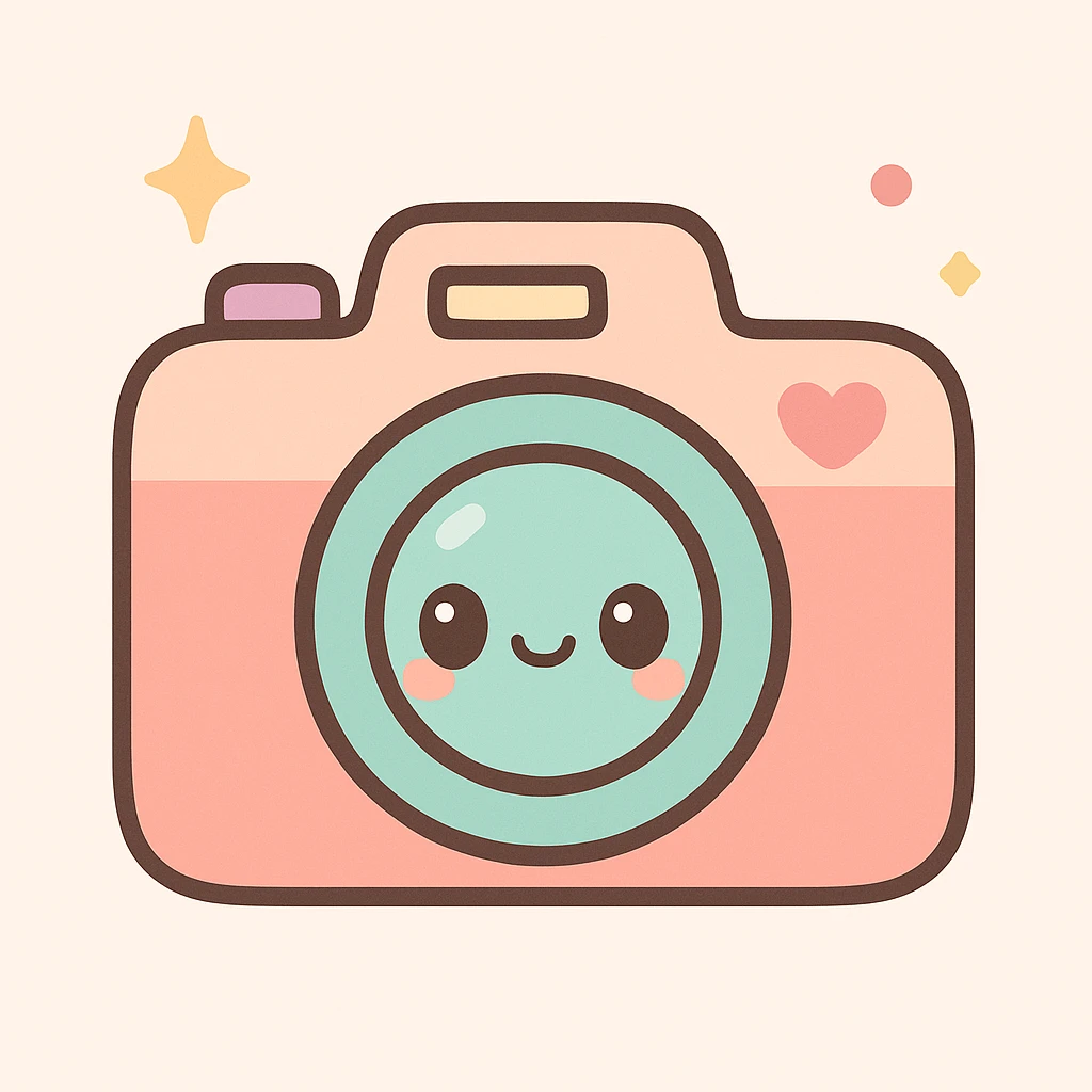 a camera, kawaii style, cute and charming emoji