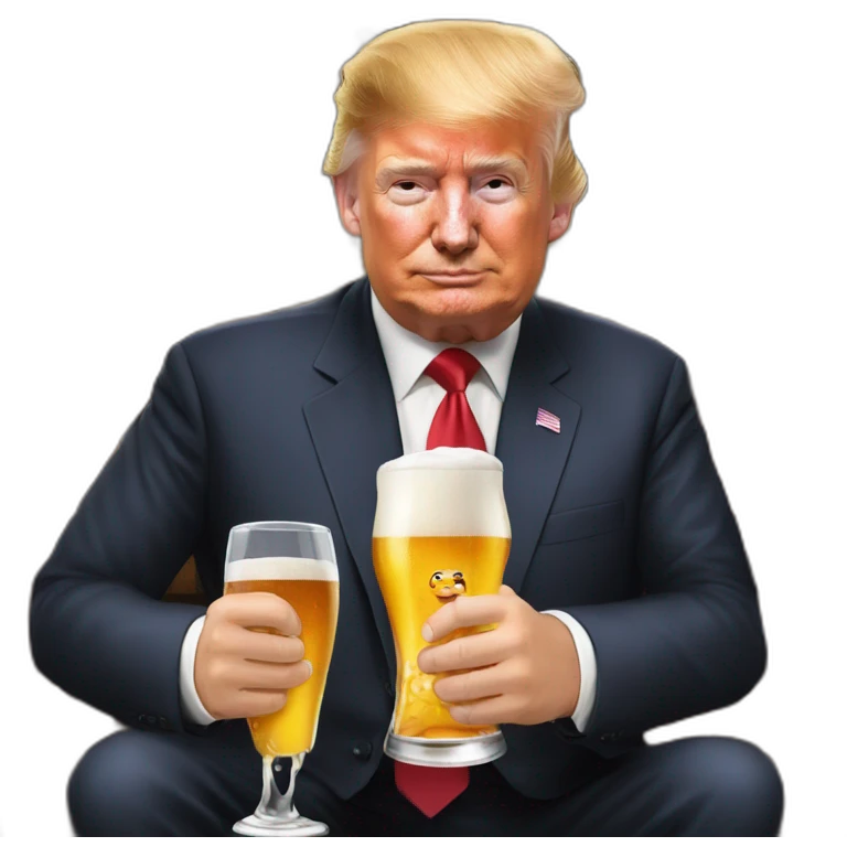 Vladimir Poutine bois une bière avec Trump emoji