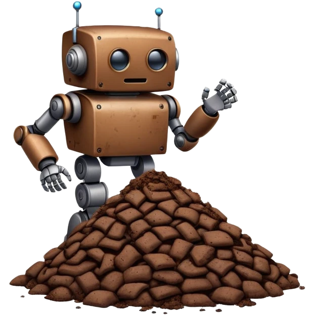 robot holding poop emoji