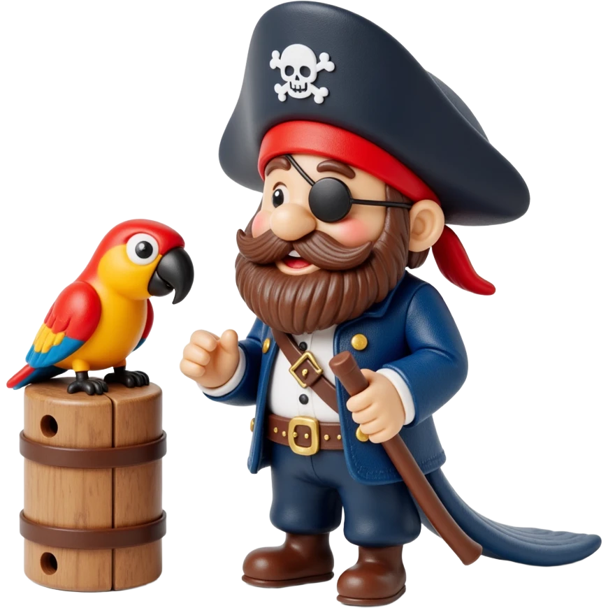 pirate with eye patch and parrot emoji