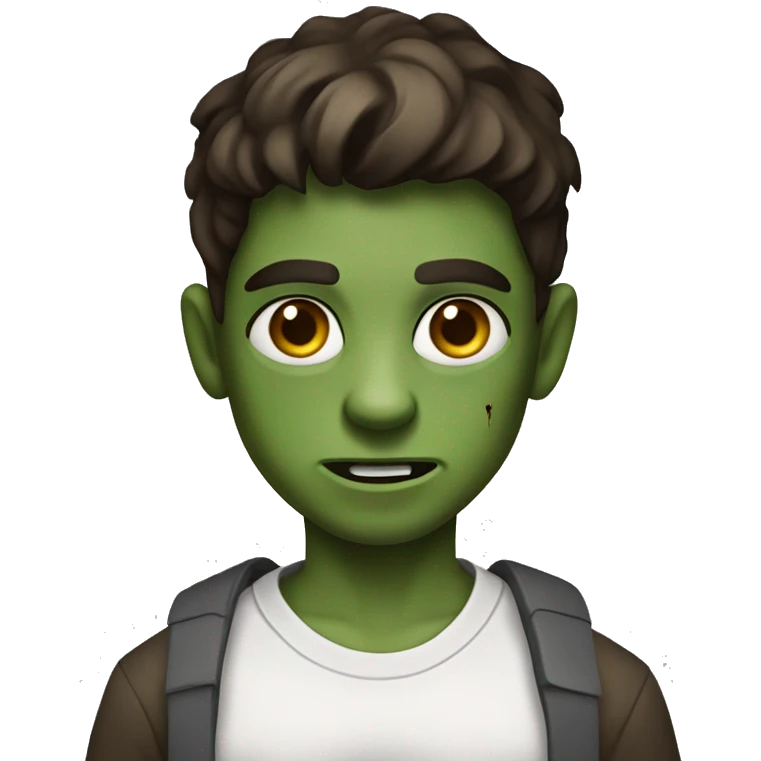 teen boy zombie with medium dark brown hair and white shirt emoji