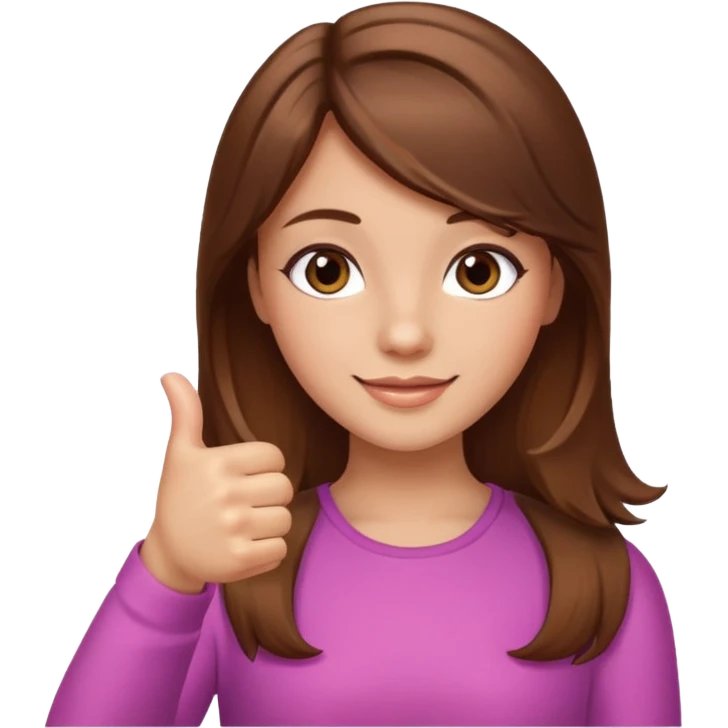 Thumbs up girly nails, brown hair emoji