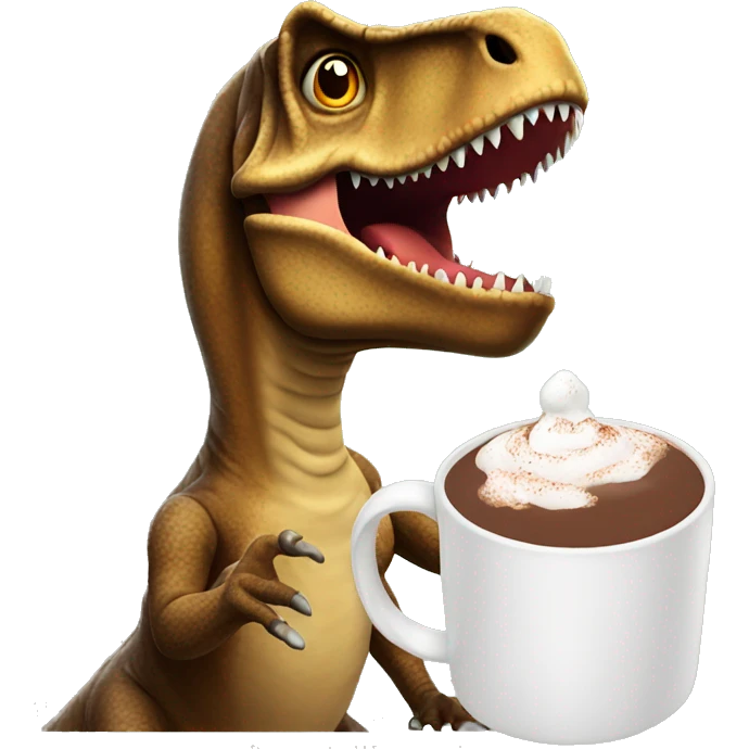 T. rex with hot chocolate  emoji