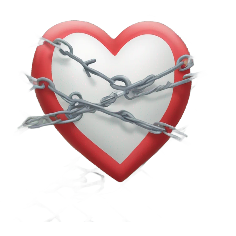 A heart encircled by chain link fence topped with razor wire  emoji