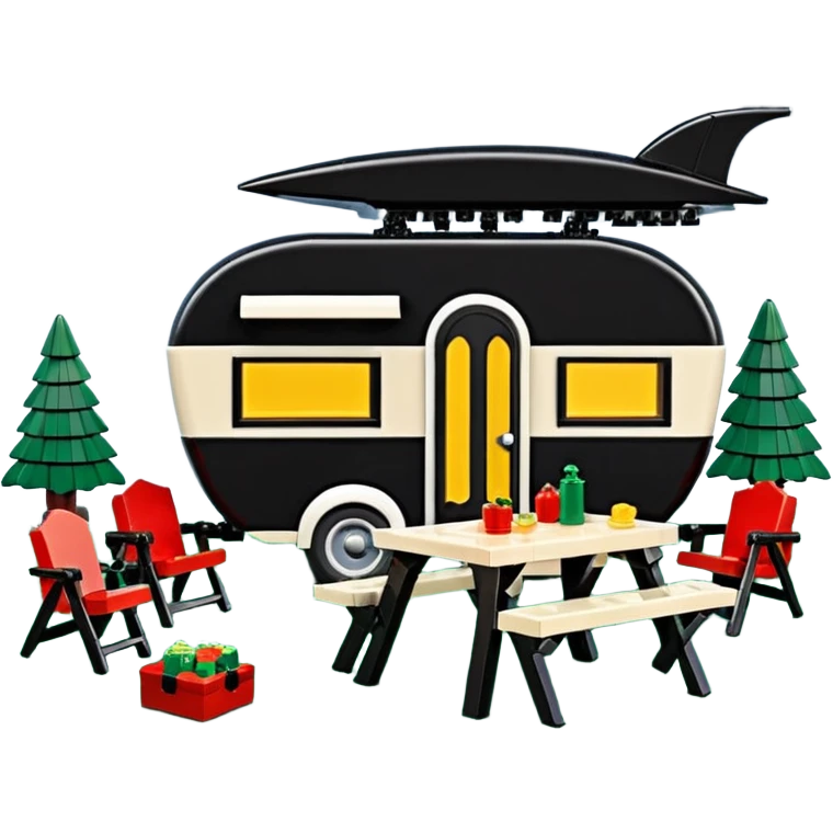 Jetson’s Ultra hotrod cute Lego Haunted Batman dream house Caravan with picnic table and folding chairs at Christmas  emoji