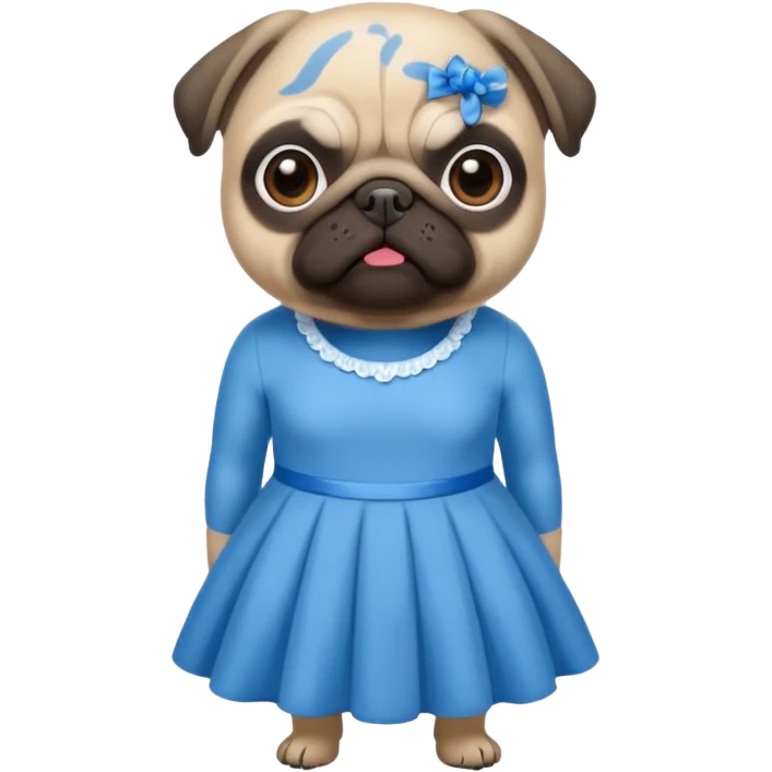 Pug realista com vestido azul emoji