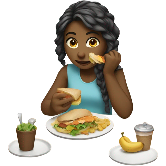 Girl eating launch emoji