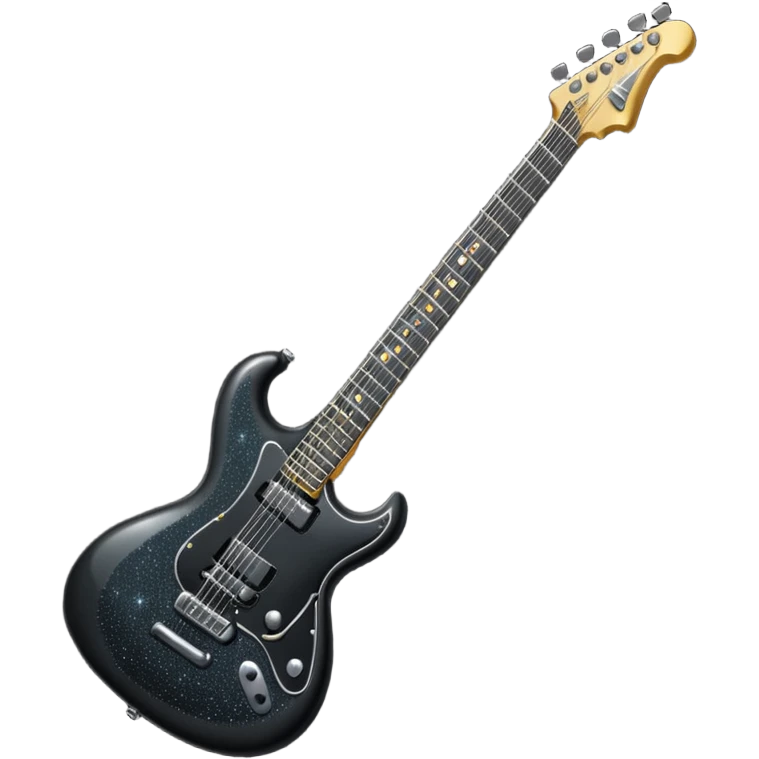 a veryyyyyy very sparkly all black electric guitar emoji