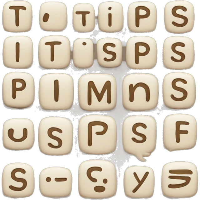 word with alphabet type letters that say "tips" emoji