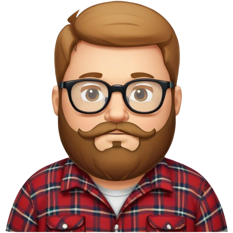 Fat backs man with beard wearing a flannel and glasses emoji