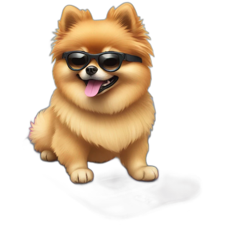 pomeranian on a snowboard emoji