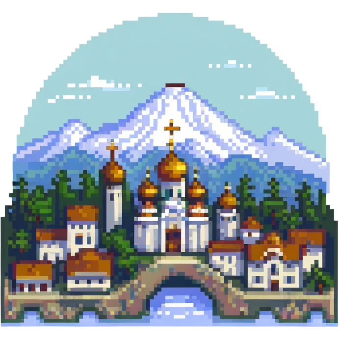 illustration of Nalchik city in pixel art style emoji