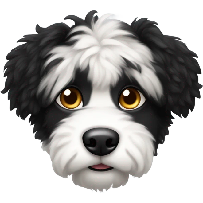 fuzzy black and white dog emoji