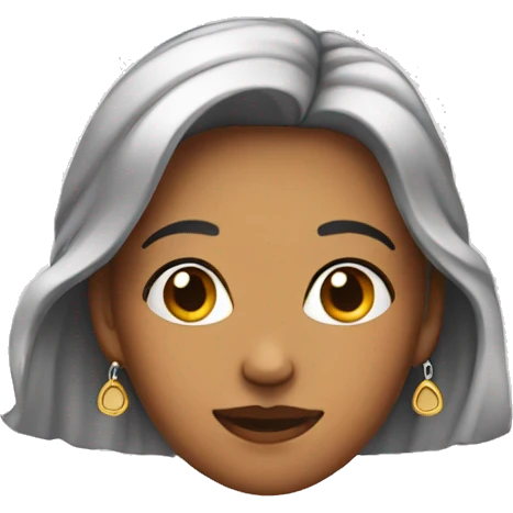 A woman sitting waer earring emoji