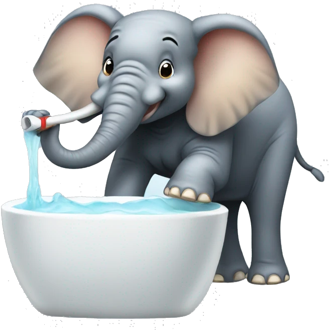 Elephant brushing its teeth emoji