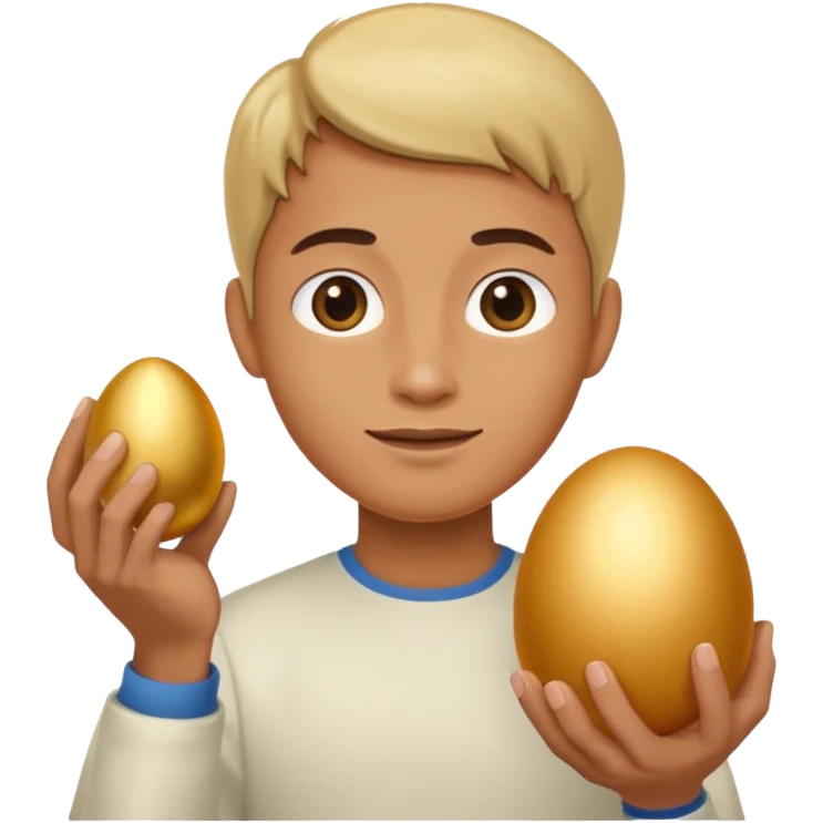 Possessively holding a golden egg emoji