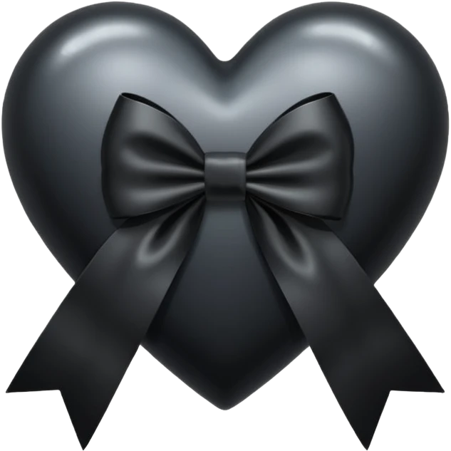 Black heart with black bow, explore emoji
