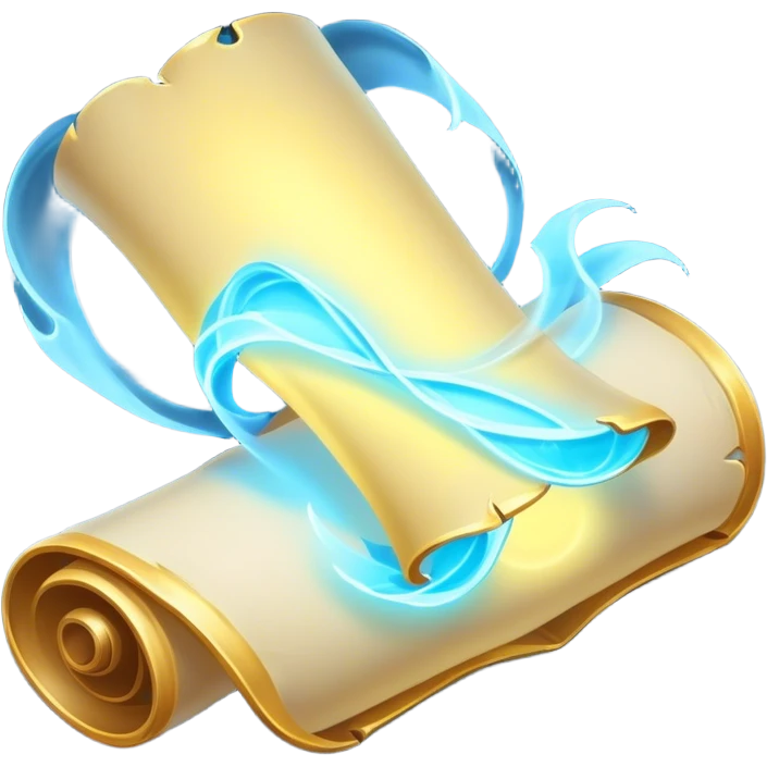 A magical scroll with glowing edges, partially unfurled
Sparkles or light effects around the edges
Color scheme: Parchment yellow with ethereal blue glow emoji