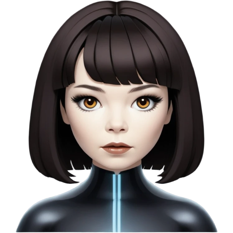 Björk looking exactly like how she looks on the Homogenic Album Cover emoji