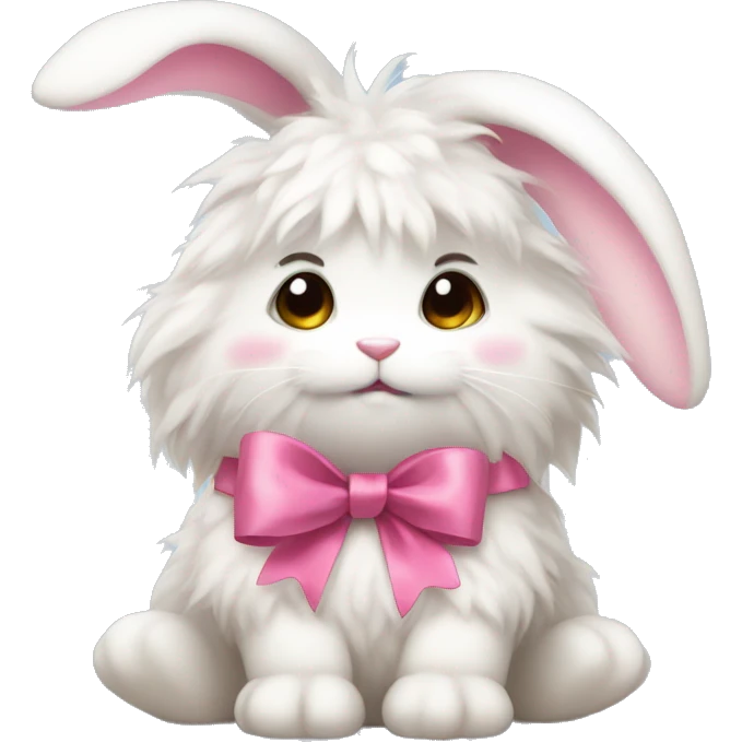 Fluffy bunny with pink bow emoji