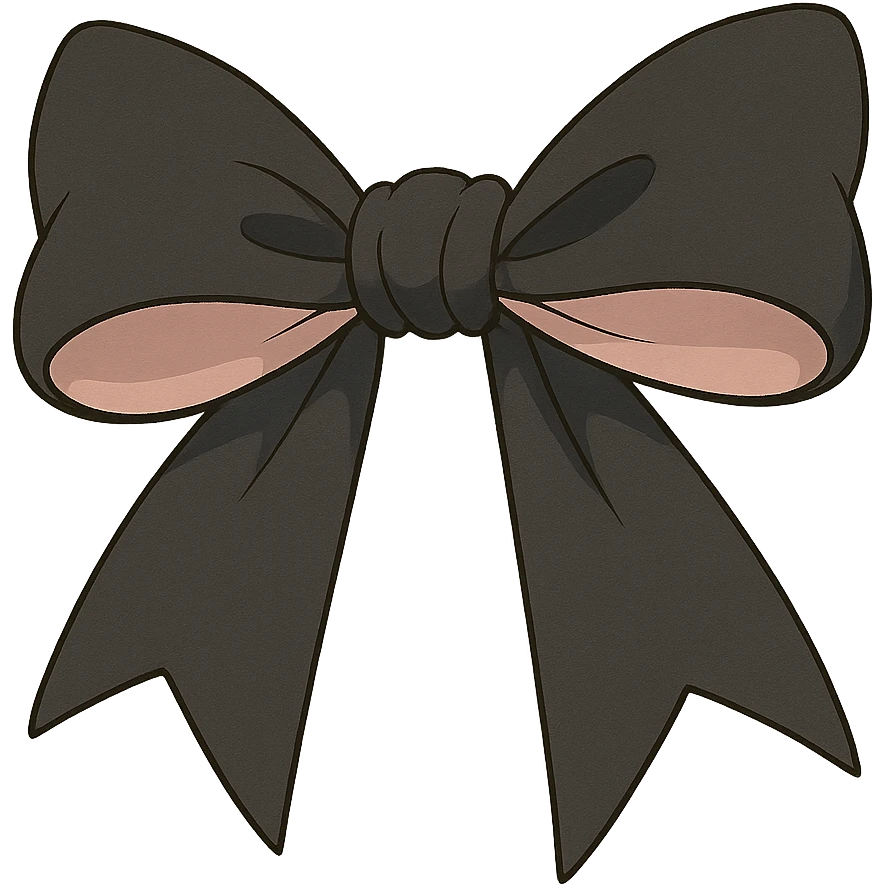 gothic bow, black and pink emoji