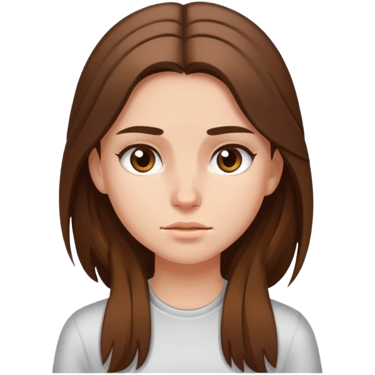 girl with long brown hair and sweat on her forehead emoji