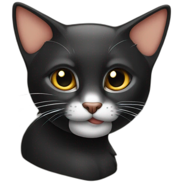 gato negro con la oreja izquierda mocha y levantando un pulgar como like emoji