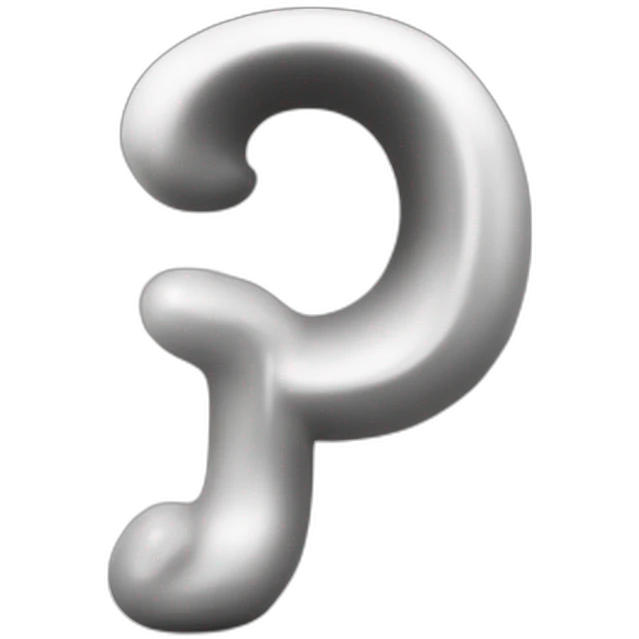 emoji of the letter P, 3 d form beautiful font, typography, black and white, realistic emoji