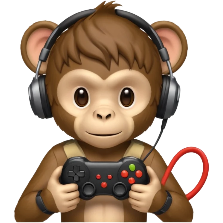 gamer monkey, game controller on hand, headset  emoji