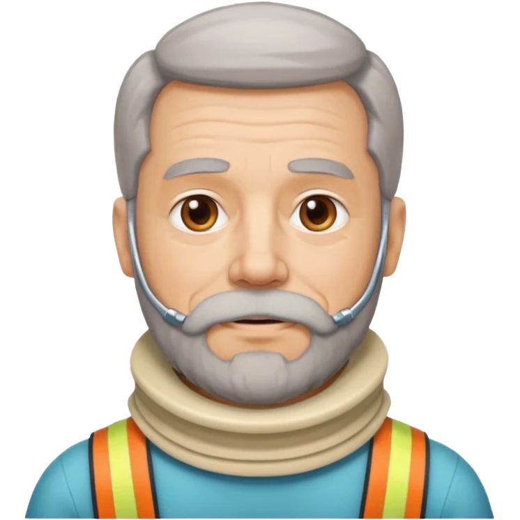 Older man with a beard and a neck brace emoji