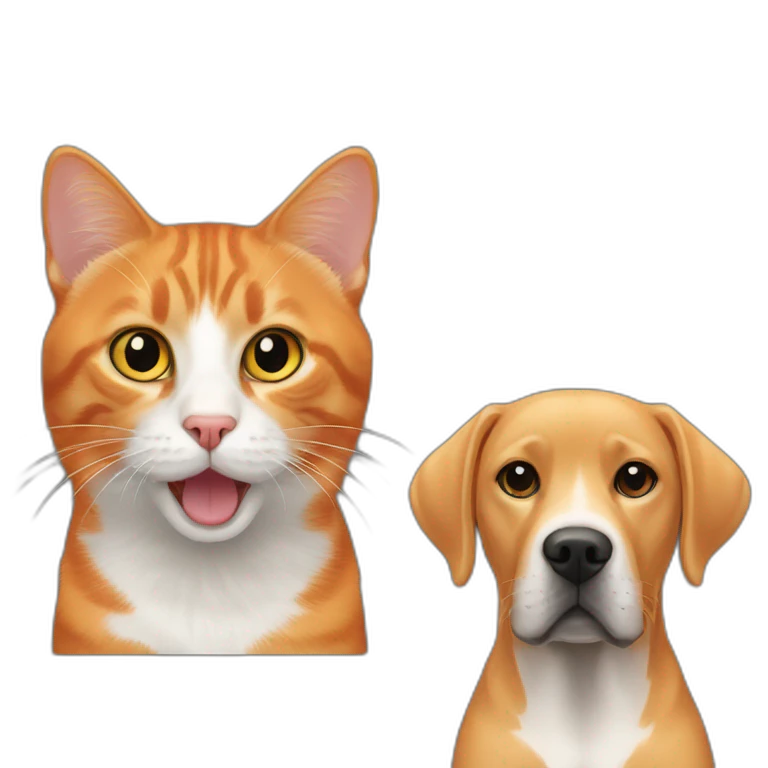 orange cat and black labrador dog emoji