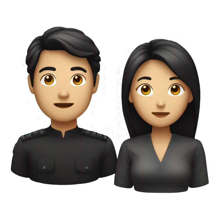 un homme noir foncé et une femme asiatique  emoji