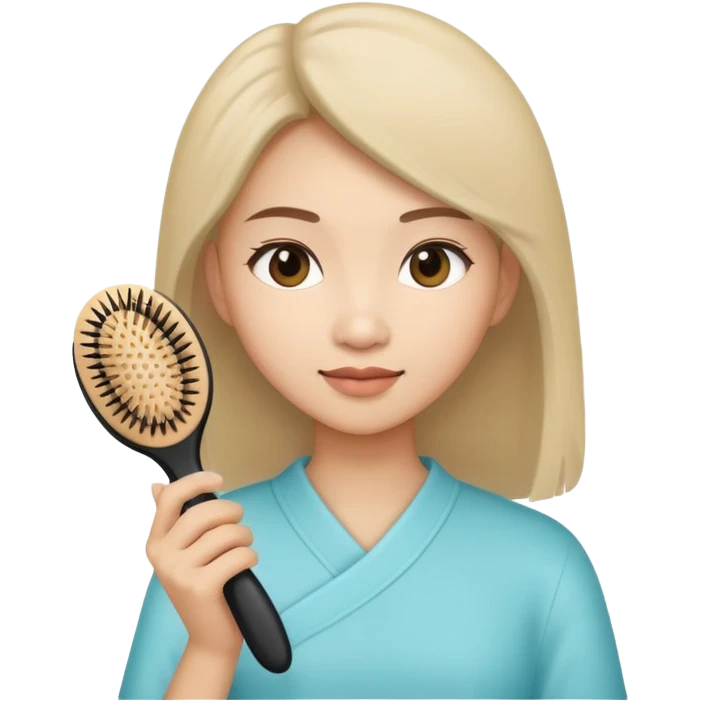 asian woman holding hairbrush emoji
