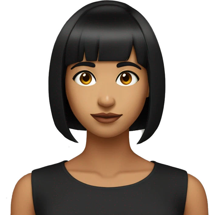 Young Indian women straight bob haircut with bangs (black hair) (Wearing black sleeveless top)) emoji