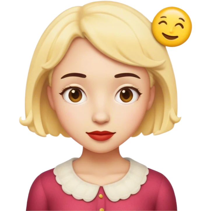 Cinematic Realistic Am√©lie Pop Culture Emoji, featuring a whimsical, charming portrayal inspired by the iconic French film rendered with delicate textures and nostalgic, soft lighting. emoji