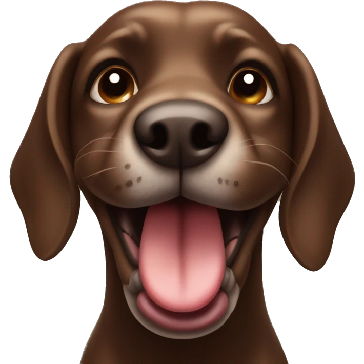 Dark brown dog with tounge out emoji