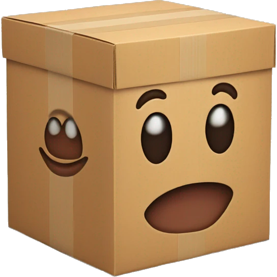 cardboard box with muscles arms emoji