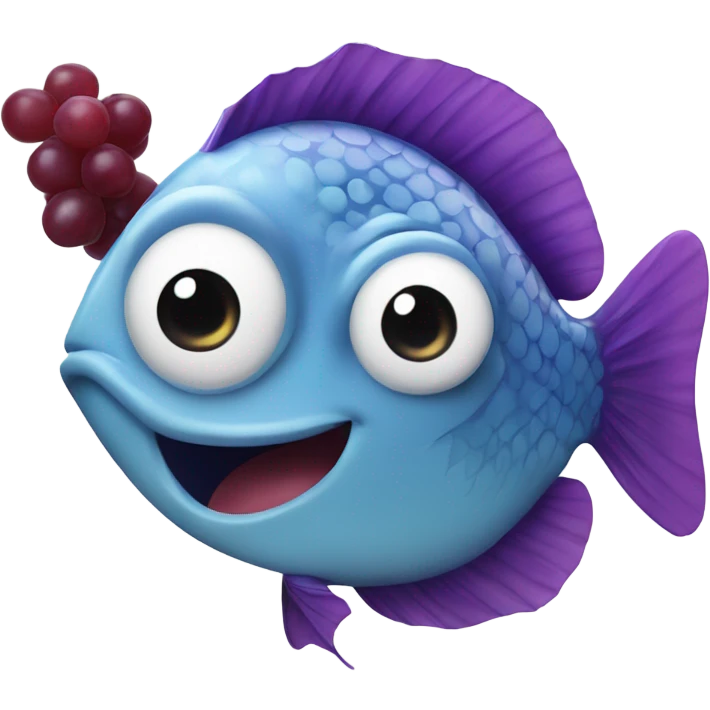 fish , grape, silly emoji