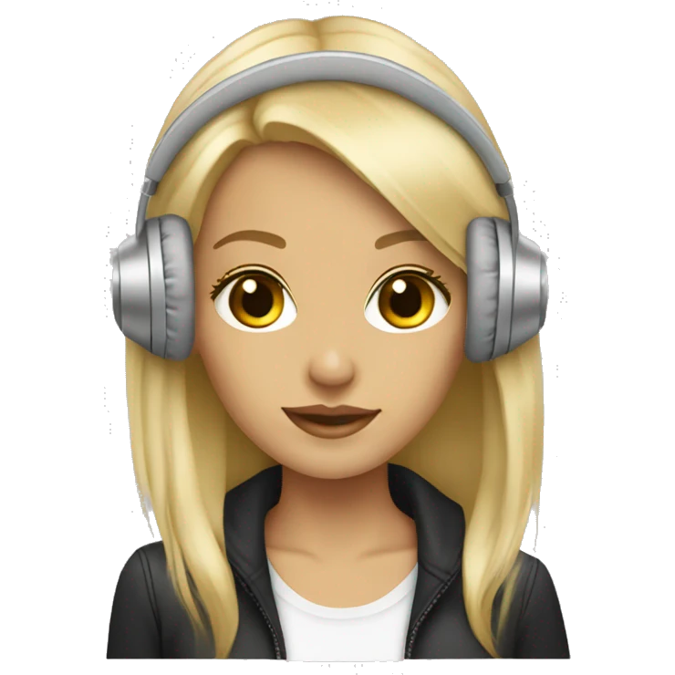 blonde dj girl straight hair with beige headphones emoji