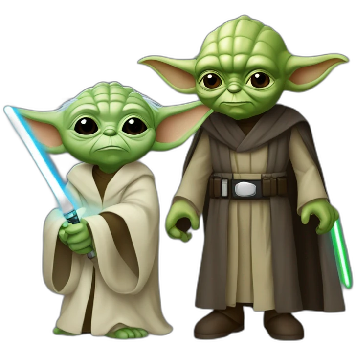 Yoda caresses Darke-vador avec le sabre laser emoji