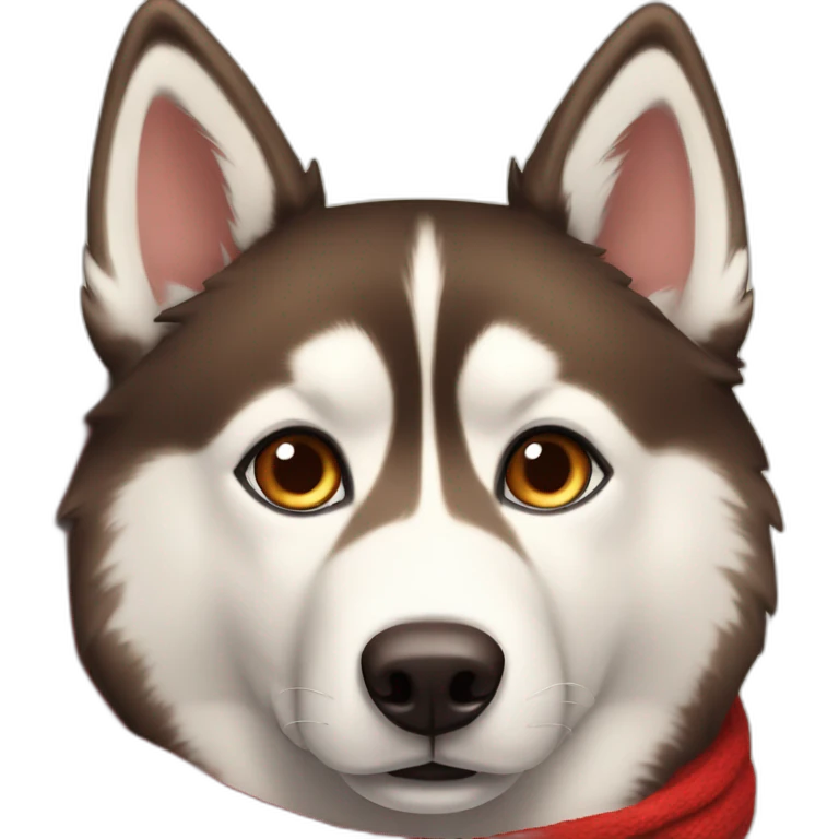 Brown husky with red scarf emoji