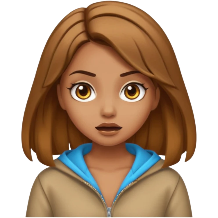 pretty long hair girl middle parted, amazed, good clothes, tanned, baddie, RELLY PREETY, BADDIE, DRESSED AS A BADDIE, LIGHT BROWN HAIR emoji