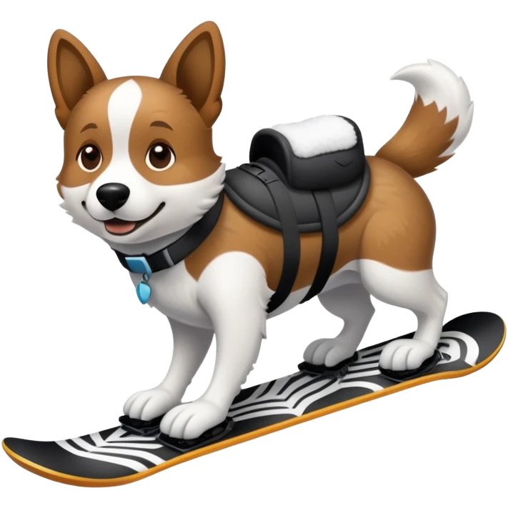 Dog riding a snowboard emoji