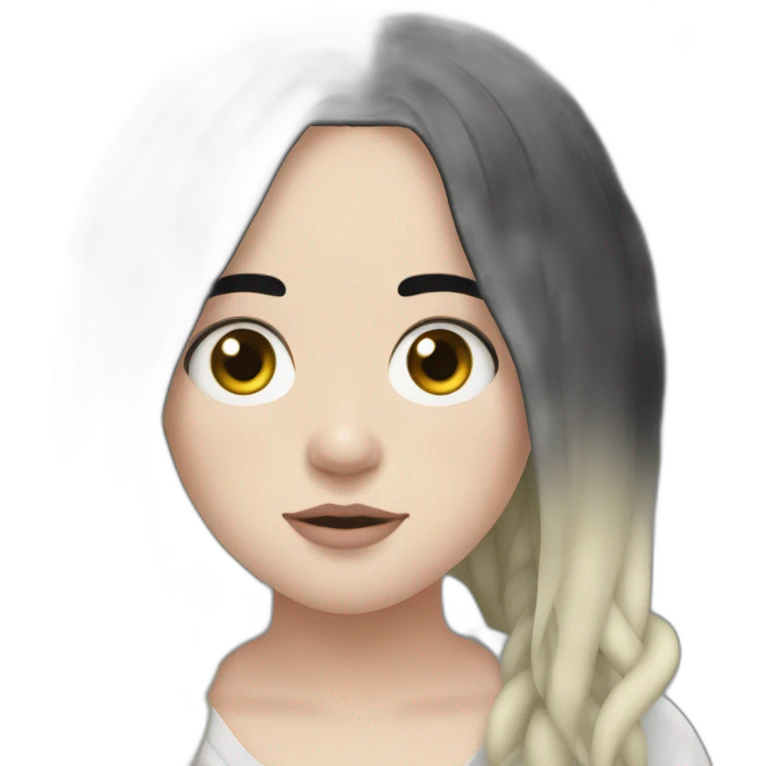 Billie Eilish with black hair emoji