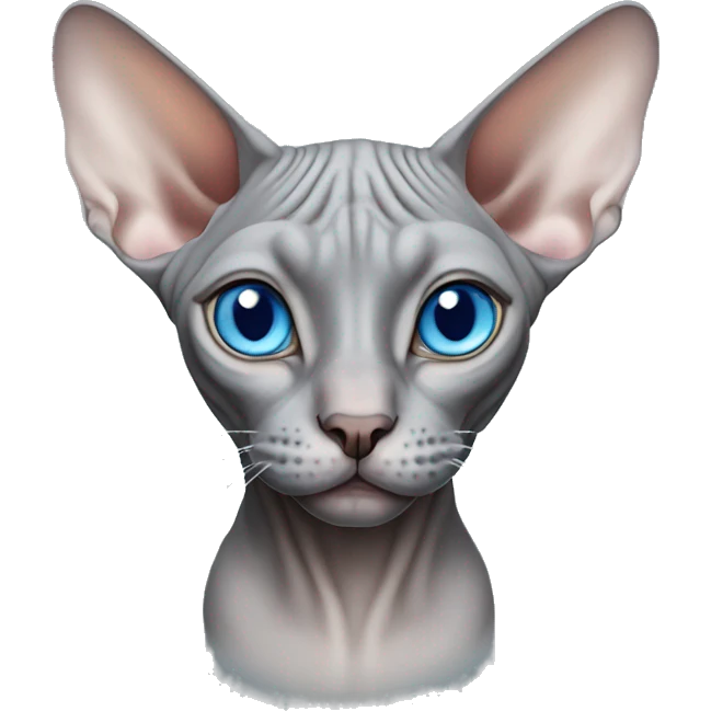Grey sphynx cat with blue eyes emoji