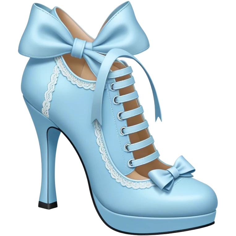 pastel blue heel with bow lace up emoji